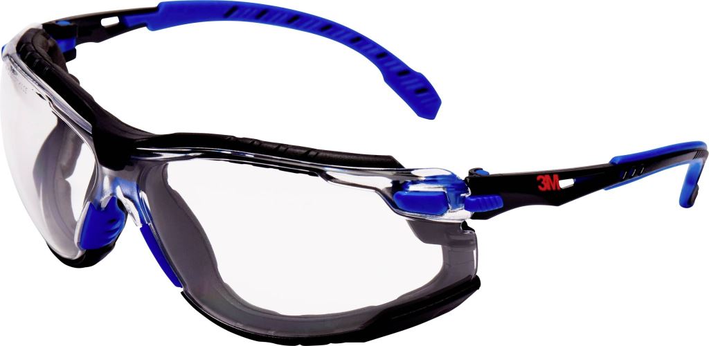 3M Solus S1101SGAFKT védőszemüveg, párásodásmentes, szivacs tömítés, kék-fekete