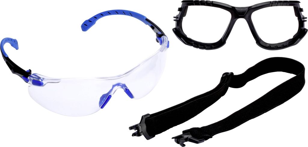 3M Solus S1101SGAFKT védőszemüveg, párásodásmentes, szivacs tömítés, kék-fekete