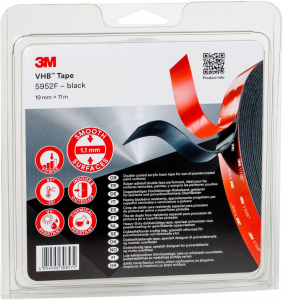 3M VHB 5952F/IPS ragasztószalag, fekete, 11 m x 19 mm