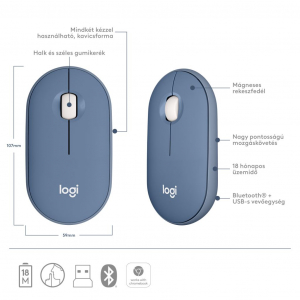Logitech M350 Pebble vezeték nélküli egér áfonya színű (910-006753)