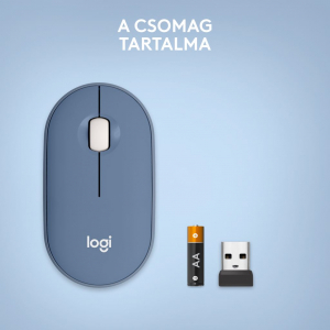 Logitech M350 Pebble vezeték nélküli egér áfonya színű (910-006753)