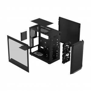 Fractal Design Focus 2 Black TG Clear Tint táp nélküli ablakos ház fekete (FD-C-FOC2A-01)