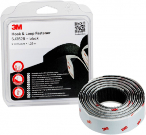 3M SJ352B öntapadós tépőzár, fekete, 1.25 m x 25 mm