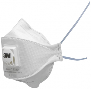 3M Aura 9322+ r&eacute;szecskeszűrő f&eacute;l&aacute;larc FFP2 D, szelepes, 10 db