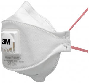 3M Aura 9332+ részecskeszűrő félálarc FFP3 D, szelepes, 10 db