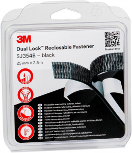 3M SJ3540/IPS tépőzár, fekete, 2.5 m x 25 mm