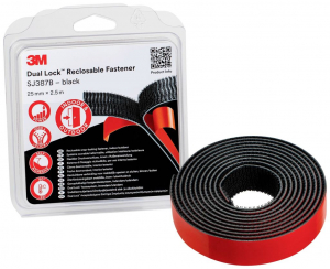 3M SJ3870/IPS tépőzár, fekete, 2.5 m x 25 mm