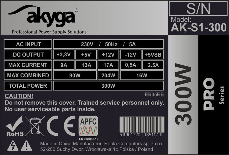 Akyga Pro SFX 300W tápegység (AK-S1-300)