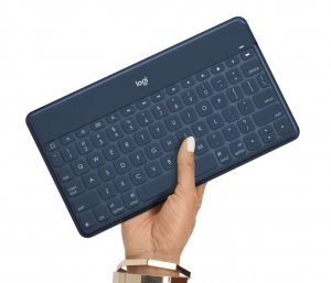 Logitech Keys-to-Go Bluetooth-os kék billentyűzet narancssárga iPhone-állvánnyal UK kiosztás (920-010060)