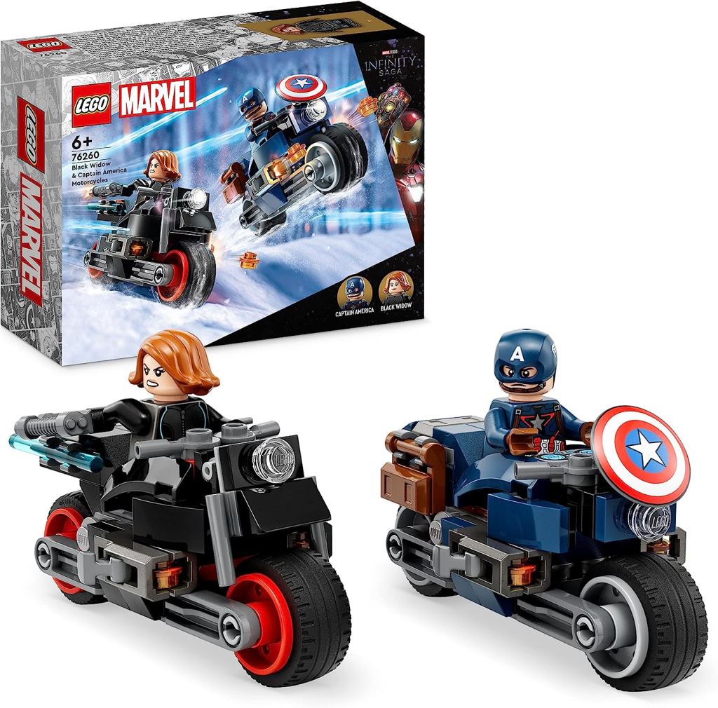 Lego Marvel Fekete Özvegy és Amerika Kapitány motorkerékpárok (76260)