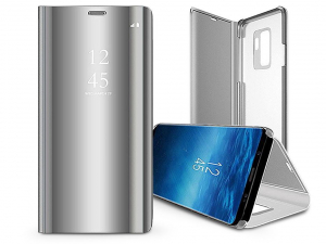 Haffner Smart Clear View Samsung SM-S911 Galaxy S23 oldalra nyíló fliptok ezüst (TF-0240)