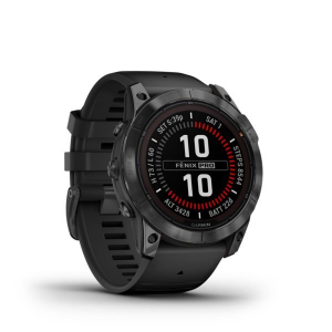 Garmin Fenix 7X Pro Solar okosóra szürke, fekete színű szilikon szíjjal (010-02778-01)