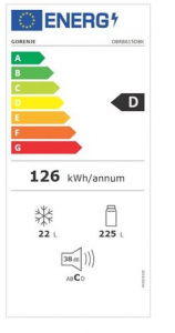Gorenje OBRB615DBK fagyaszt&oacute;rekeszes hűtőszekr&eacute;ny fekete