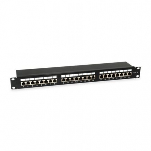 Equip Patch Panel 24 port, Cat6, 1U, árnyékolt, 19" fekete (326425)