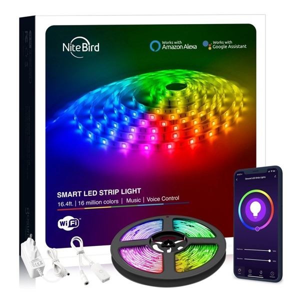 NiteBird SL3 Smart Wi-Fi-s RGB LED szalag 2x5m, zene és APP vezérlés (SL3)