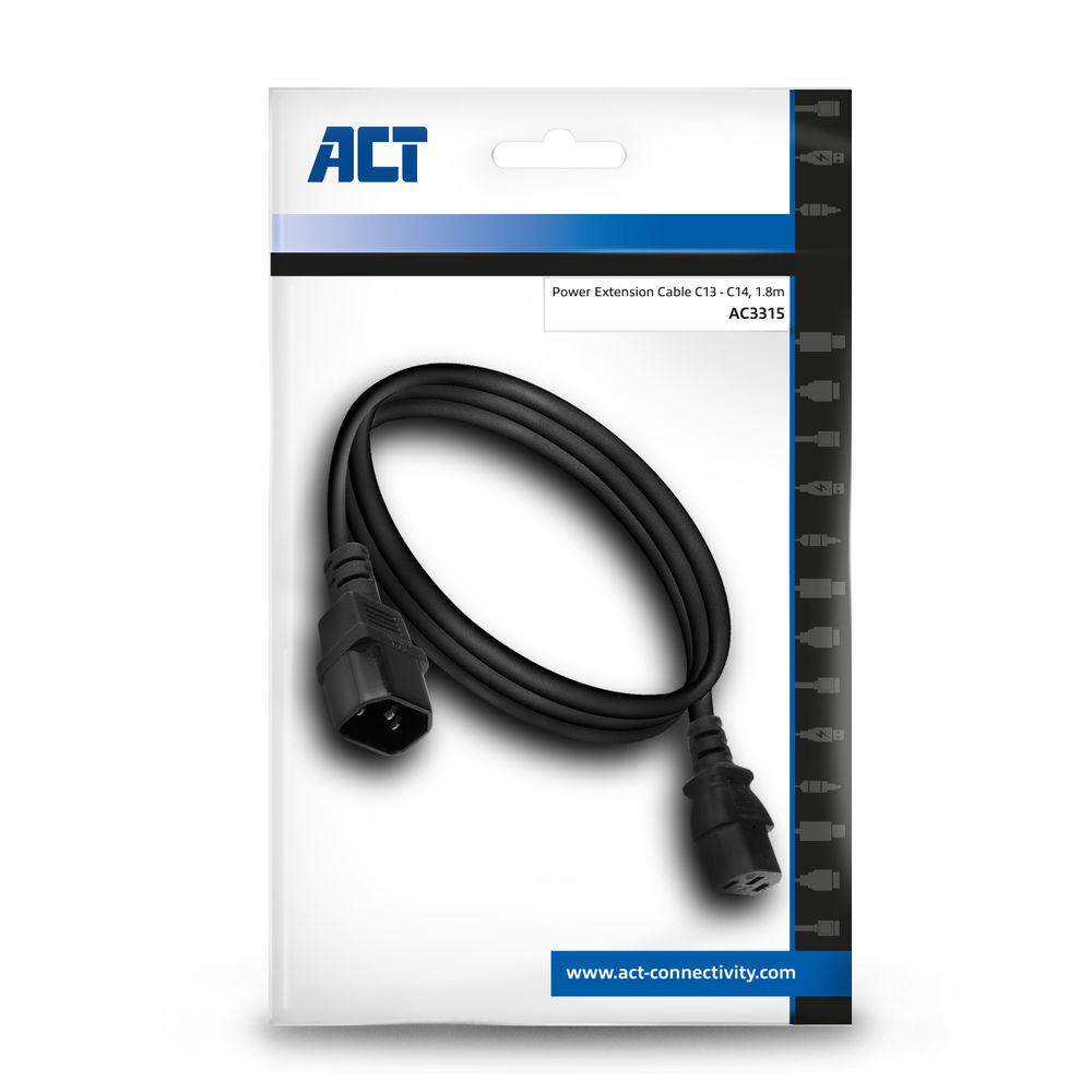 ACT C13 - C14 tápkábel 1,8m fekete (AC3315)