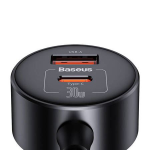 Baseus USB-A, USB-C autós töltő 30W szivargyújtó hosszabbítóval (C00455300121-00)