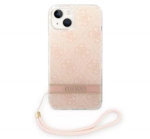 Guess 4G Print Strap Apple iPhone 14 Plus hátlap tok pink (GUOHCP14MH4STP)