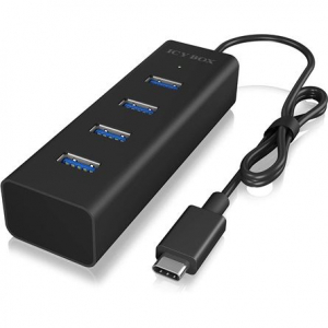 RaidSonic ICY BOX USB3.0 HUB 4 port fekete (IB-HUB1409-C3)