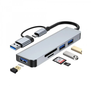 BlackBird USB 3.0 HUB 5 portos aluminium ház ezüst (BH1469)