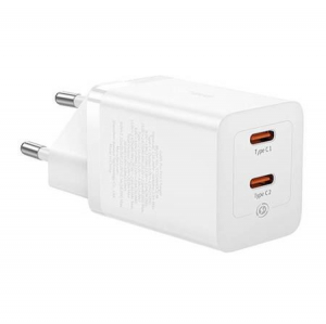 Baseus GaN5 2xUSB-C hálózati töltő 40W fehér (CCGP180102)