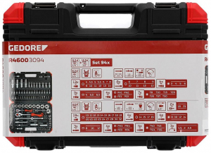 Gedore RED R46003094 3300057 dugókulcs készlet, 94 részes