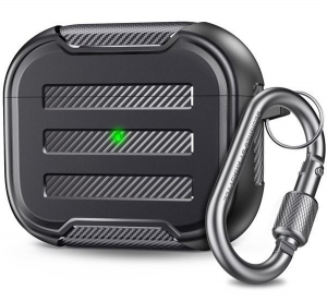 Phoner Carbon Apple Airpods 3 szilikon tok akasztóval fekete (PN-CP-115PRO-BK)