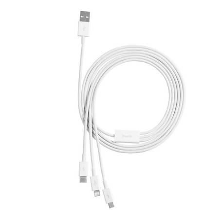 Baseus 3 az 1-ben USB-A --> USB-C/Lightning/Micro USB kábel 0,5 m fehér (P10320105221-01)