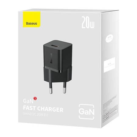 Baseus GaN5 Mini USB-C hálózati töltő 20W fekete (CCGN050101)