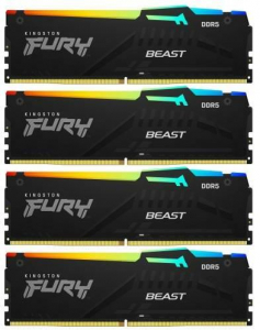 64GB 5200MHz DDR5 RAM Kingston Fury Beast RGB CL40 (4x16GB) (KF552C40BBAK4-64)