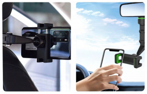 XO C107 visszapillant&oacute;ra r&ouml;gz&iacute;thető aut&oacute;s telefontart&oacute; fekete (045798)