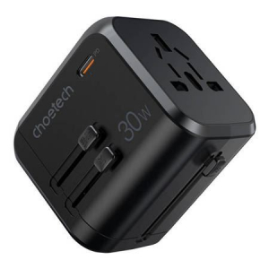 Choetech PD5008 utazó hálózati töltő 3xUSB-A 1xUSB-30W fekete