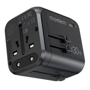 Choetech PD5008 utazó hálózati töltő 3xUSB-A 1xUSB-30W fekete