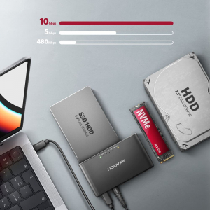 Axagon ADSA-CC külső M.2 NVMe SSD ház és SATA HDD adapter fekete