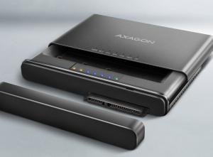Axagon ADSA-CC külső M.2 NVMe SSD ház és SATA HDD adapter fekete