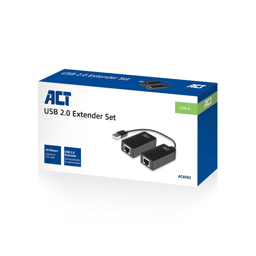 ACT RJ45 USB 2.0 hosszabbító fekete (AC6063)