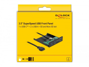 Delock 3.5” 3.2 Gen 1 USB elülső panel, kártyaolvasó (64058)