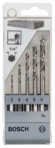 Bosch 2608595525 5 részes fafurószár készlet hatlapú befogószárral, 2-6 mm