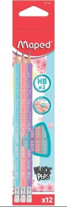 Maped: Black Peps Pastel h&aacute;romsz&ouml;g alak&uacute; grafitceruza rad&iacute;rral HB 12 db (IMA851730)