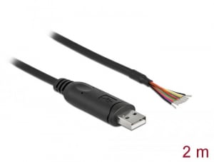 Delock USB-A és soros RS-232 közötti 9 nyitott vezetékkel + árnyékolás 2 m adapterkábel (90416)