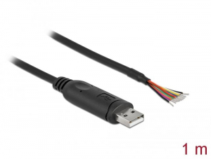 Delock USB-A és soros RS-232 közötti 9 nyitott vezetékkel + árnyékolás 0,5m adapterkábel (90524)