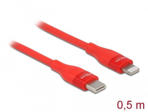 Delock 86633 USB-C - Lightning adat- &eacute;s t&ouml;ltők&aacute;bel 0,5m piros