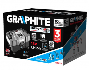 Graphite 58GE105 akkus sz&aacute;raz/nedves porsz&iacute;v&oacute; Energy+ 18V, 150W, akku n&eacute;lk&uuml;l