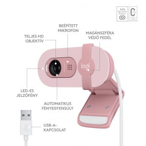Logitech Brio 100 Full HD webkamera rózsaszín (960-001623)