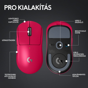 Logitech G PRO X SUPERLIGHT 2 vezeték nélküli gaming egér magenta (910-006797)