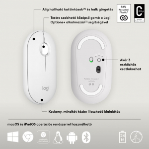 Logitech M350s Pebble 2 vezeték nélküli egér fehér (910-007013)