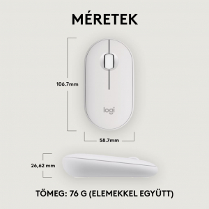 Logitech M350s Pebble 2 vezeték nélküli egér fehér (910-007013)
