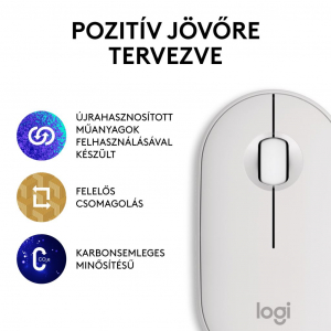 Logitech M350s Pebble 2 vezeték nélküli egér fehér (910-007013)