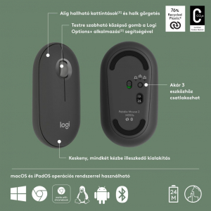 Logitech M350s Pebble 2 vezeték nélküli bluetooth egér graphite (910-007015)