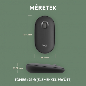 Logitech M350s Pebble 2 vezeték nélküli bluetooth egér graphite (910-007015)